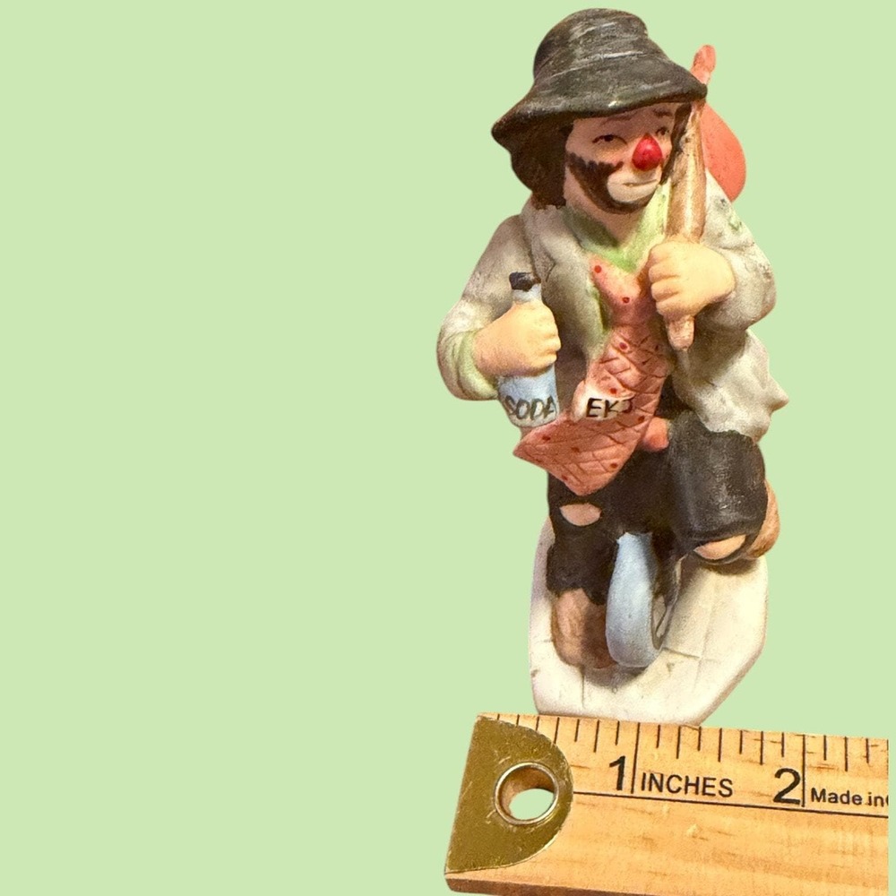 Emmett Kelly Jr Hobo Clown Figurine Flambro EKJ Unicycle Soda Vintage - Picture 12 of 14